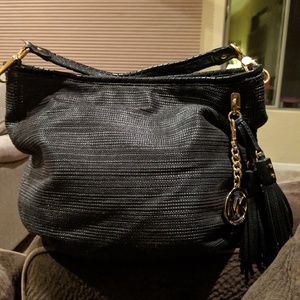 Michael Kors summer woven black bag w/ gold accent